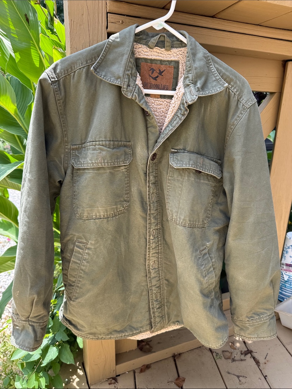 Outdoor Life Olive Green Sherpa-Lined Field Jacket small